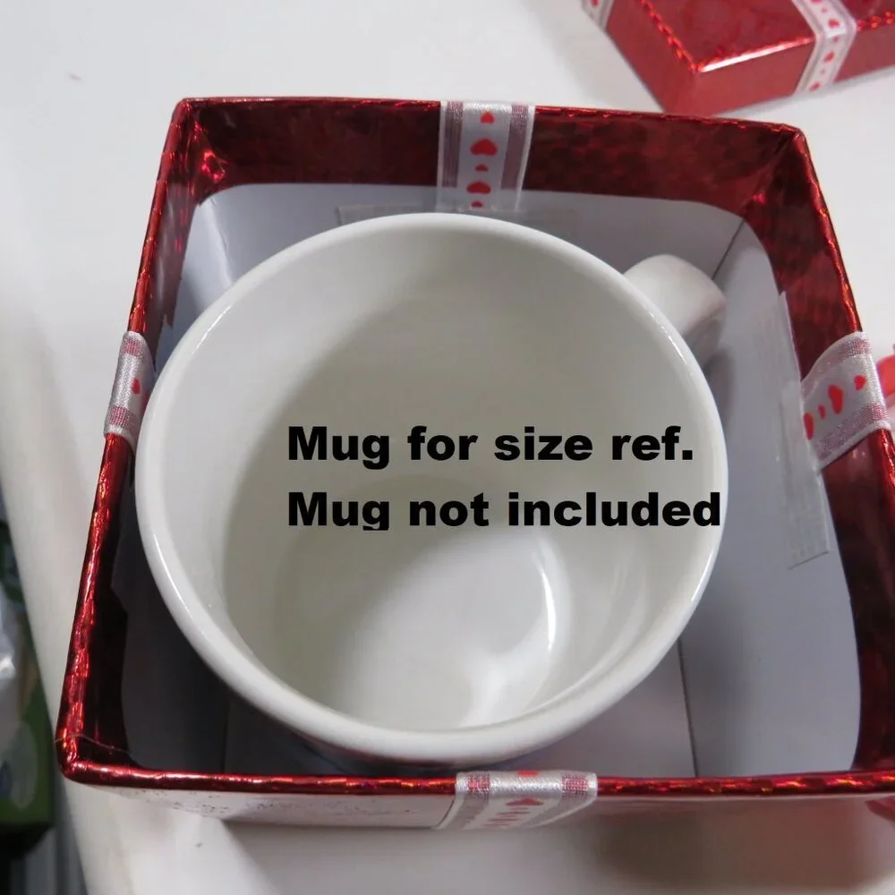 Red Holographic Gift Box, Bow, & Gift Tag (Fits most Ceramic Coffee mugs)